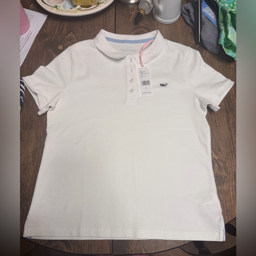Vineyard Vines White Polo Shirt with Logo - Picture 2 of 2